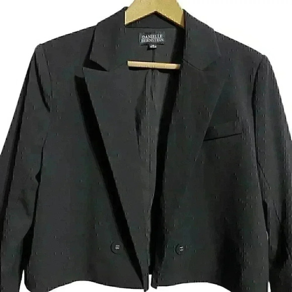 Danielle Bernstein Blazer Women’s Medium Black Cropped Open Front NWT - Picture 3 of 8